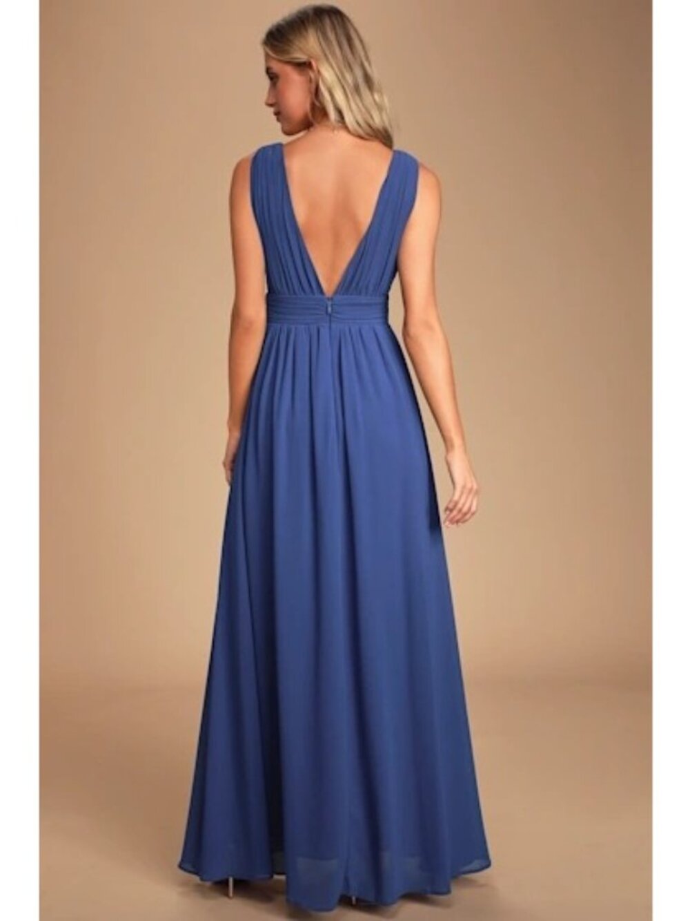 Lulus Maxi Dress Size Medium Heavenly Hues Royal Blue V Neck Fully lined - Picture 6 of 16